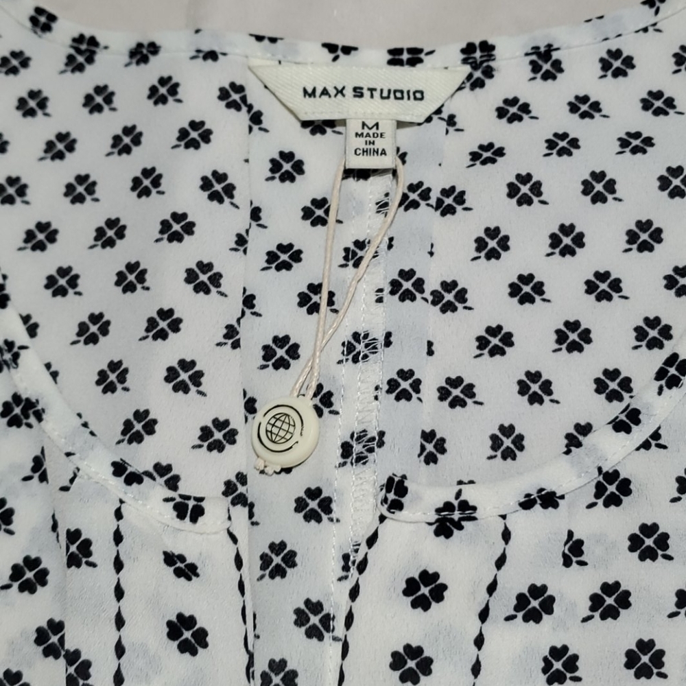 Max Studio Black y White Lucky Blouse - Picture 6 of 7